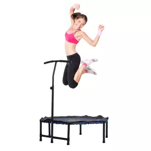 Trampolín Hexagonal Gimnasio para Power Jump Manillar Regulable Azul ?122x 122/130/138