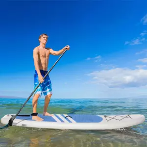 Tabla de Paddle Surf Hinchable con Remo Ajustable Almohadilla Antideslizante y Accesorios Completos Carga Máx. 120 kg 305x80x15 cm Azul Blanco