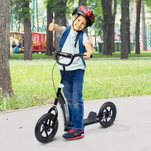 Patinete Scooter 2 Ruedas Manillar Ajustable Negro 120x52x80-88cm con Ruedas Grandes