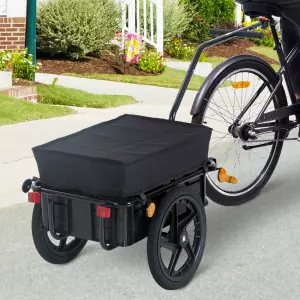 Remolque de Bicicleta Negro Acero con Reflectores Acero 144x59x80cm carga 40kg