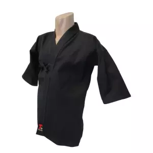 Chaqueta negra de tejido de grano KENDO