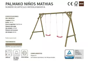 Columpio de madera  Mathias 310x194x230cm