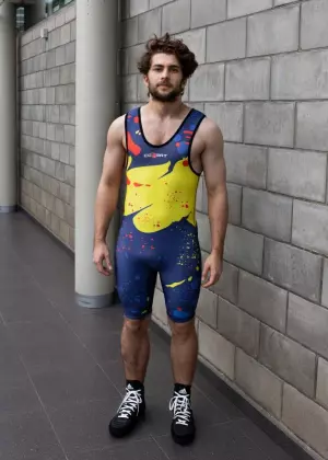 Combat Sport Enigma Azul Marino-Amarillo LUCHA,MALLAS