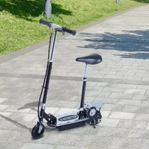 Patinete Eléctrico Scooter Plegable con Manillar y Asiento Ajustable - Color Negro - 81.5x37x96cm