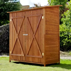 Cobertizo 140x75x160cm Caseta Herramientas Caseta Jardin Madera Puerta Doble