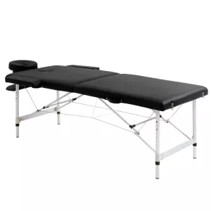 Mesa de masaje plegable portátil con bolsa de transporte carga máx. 225 Kg altura ajustable 185 x 70 cm negro