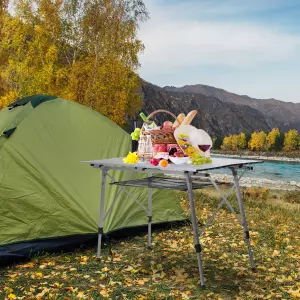 Mesa plegable de picnic Mesa de camping de aluminio Altura regulable Espacio para 4 personas 120x70x58-73 cm