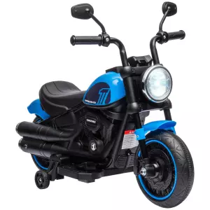 Moto Eléctrica para Niños de 18-36 Meses con Batería 6V Faro y Ruedas Auxiliares Desmontables Blanco/AZUL/ROJO