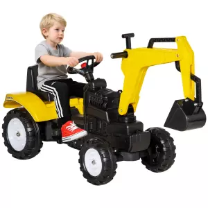 Tractor a Pedales para Niños de +3 Años con Pala Delantera y Bocina Carga 35kg Tractor Infantil 107x42x71 cm Amarillo