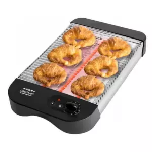 Tostador Plano Turbo EasyToast Basic. 900 W, 3 Resistencias Halógenas, 6 Niveles, Bandeja Recogemigas y Hueco Recogecables, Negro