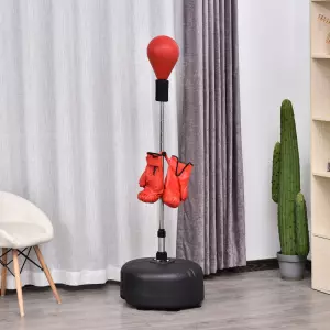 Pera de Boxeo con Soporte para Gimnasio Oficina Casa Altura Ajustable ?48x136-154cm Rojo