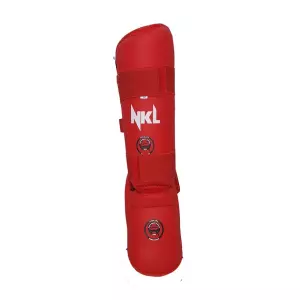 ESPINILLERA CON EMPEINE NKL. Homologado FED KENPO (Azul)/ROJO