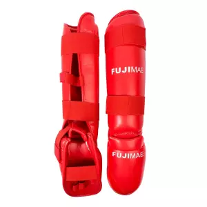 Espinilleras con Empeine Desmontables. Rojo. XL