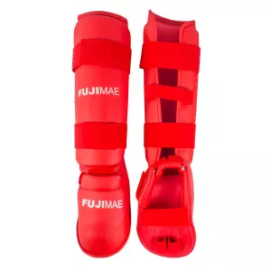 Espinilleras con Empeine Desmontables. Rojo. M
