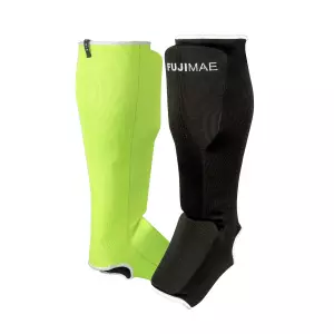 Espinilleras con Empeine Reversible 2.0. Negro/Verde. L