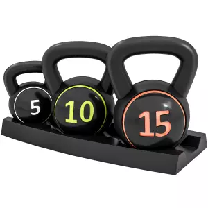 Pesas Rusas de 2,2kg 4,5kg 6,8kg Relleno de Arena con Mango Ancho Antideslizante para Ejercicios y Entrenamiento Negro