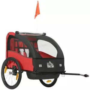 Remolque de Bicicleta para Niños +18 Meses con Cinturón de Seguridad Sistema de Amortiguador 140x88x90 cm Rojo