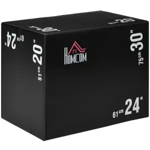 Cajón de Salto 3 en 1 con Cremallera y 3 Alturas Diferentes Carga 120 kg para Casa Oficina Gimnasia 75x51x61 cm Negro