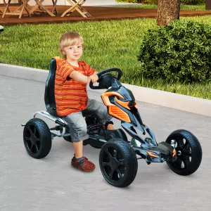 Go Kart Racing Deportivo Coche de Pedales para Niños de 3-8 Años - Negro y Naranja - 122 x 60 x 70cm preguntar stock