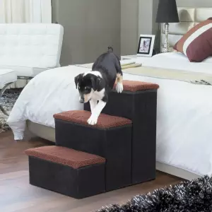 Escalera para Perro y Gato Pasos para Mascotas 3 Escalones Plegables con Almacenmiento Desmontable Alto de 50cm