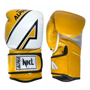 GUANTE DE BOXEO NKL ALPHA AMARILLO-BLANCO/gris-rojo/negro-blanco/azul-piel de bufalo