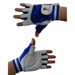 Guantes musculación piel.