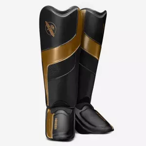 Hayabusa T3 Full-Back Shinguards Negro-Oro ESPINILLERA