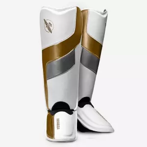 Hayabusa T3 Full-Back Shinguards Blanco-Oro ESPINILLERA