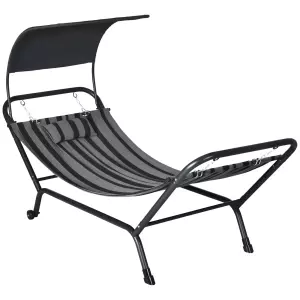 Tumbona cama hamaca de acero y poliéster con toldo, cojín y ruedas 240x92x148 cm Enviado por MH France