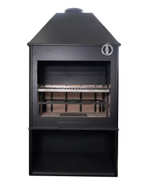 BARBACOA PARA JARDIN CON LEÑERO Y REGULABLE EN ALTURA