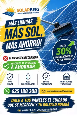 Limpieza placas solares