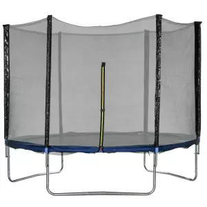 Trampolín para Niños Adultos Ø305x250 cm con Red de Seguridad Escalera Cubierta de Bordes y Marco de Acero Azul CAMA ELASTICA