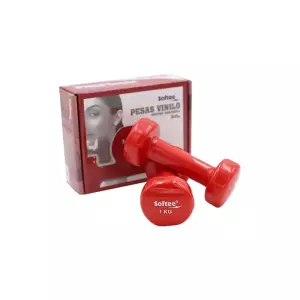 JUEGO PESAS VINILO SOFTEE - 1 KG, ROJO DOS UNIDADES