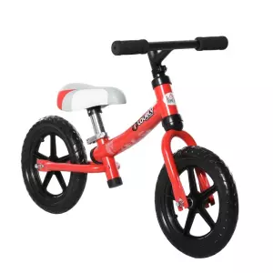 Bicicleta sin Pedales para Niños de +2 Años con Sillín Ajustable en Altura Neumáticos de EVA Carga Máx. 25 kg Metal 65x33x46 cm Rojo