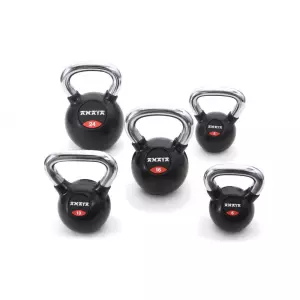 Kettlebell de caucho con mango cromado - Negro PESA RUSA