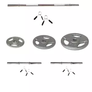 Kit de barra de 1.80m, mancuernas y discos de pesas