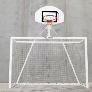 Juego porterías de balonmano con canasta de minibasket