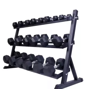 Pack de mancuernas con mancuernero 120/150 CM Pesos incluídos: desde 2.5-5-7.5-10-12.5-15-17.5-20kg por duplicado