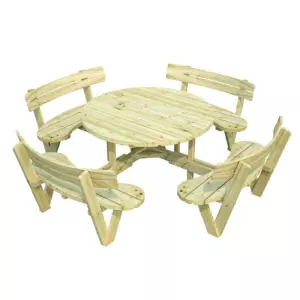 Mesa con bancos c/respaldo Oliver color verde/marron#