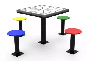 MESA DE 3 EN RAYA DE EXTERIOR CON 4 ASIENTOS