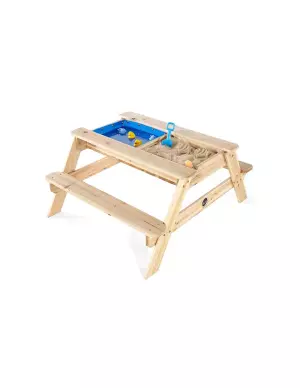 Mesa multi actividades doble compartimiento: agua arena-MESA DE PICNIC Y ARENERO DE MADERA SURFSIDE