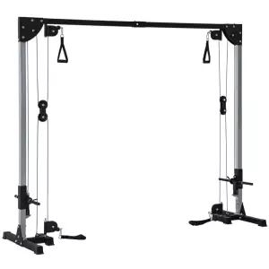 Aparato de musculación doble polea vis a vis crossover, carga libre con pesa 2x50 kg 245x85x207 cm 5