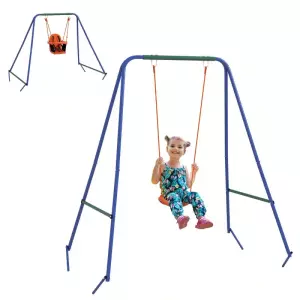 Columpio para Niños y Bebés con 1 Silla para Niños 1 Silla para Bebés y Cinturón de Seguridad 180x160x182 cm Naranja