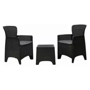 Conjunto de Jardín Chillvert Alba Resina 2 Sillones + 1 Mesa Gris Antracita KCH400