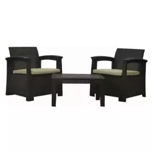 Conjunto de Jardín Chillvert Perugia Resina 2 Sofás + 1 Mesa Marrón KCH401