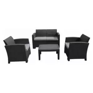 Conjunto de Jardín Chillvert Siena Resina 1 Sofá + 2 Sillones + 1 Mesa Gris Antracita KCH403