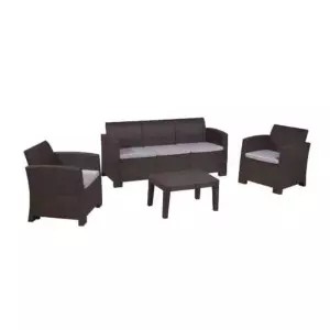 Conjunto de Jardín Chillvert Salerno Resina 1 Sofá + 2 Sillones + 1 Mesa Marrón KCH404