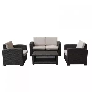 Conjunto de Jardín Chillvert Trento Resina 1 Sofá + 2 Sillones + 1 Mesa Marrón KCH405