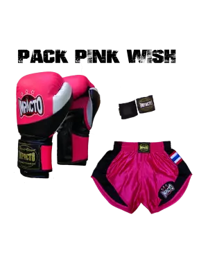 PACK PINK WISH BOXEO,GUANTES PANTALON VENDAS MUJER#