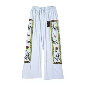 Pantalón Capoeira. Blanco-Franja.